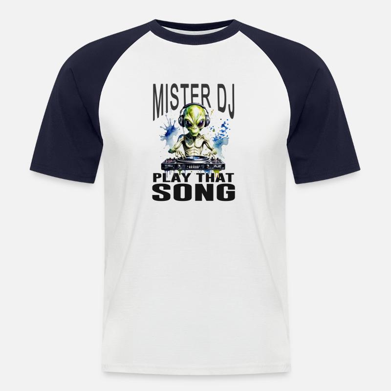 Mister DJ - Version 2 - Männer Baseball-T-Shirt - Weiß/Navy