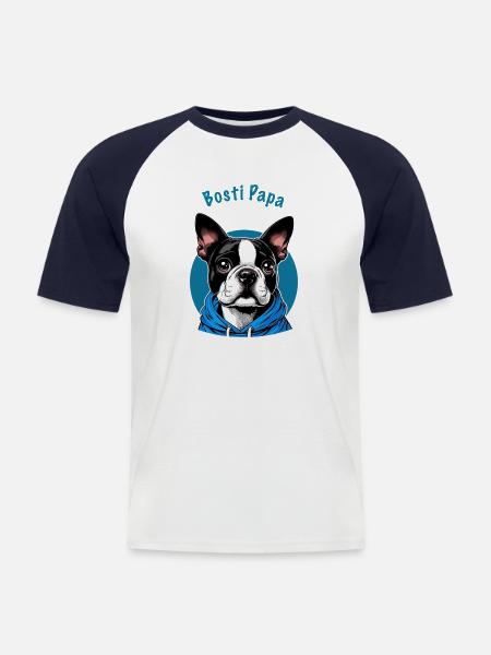 Bosti Papa - Männer Baseball-T-Shirt - Weiß/Navy