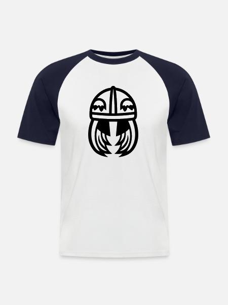 Wikingerhelm Krieger - Männer Baseball-T-Shirt - Weiß/Navy
