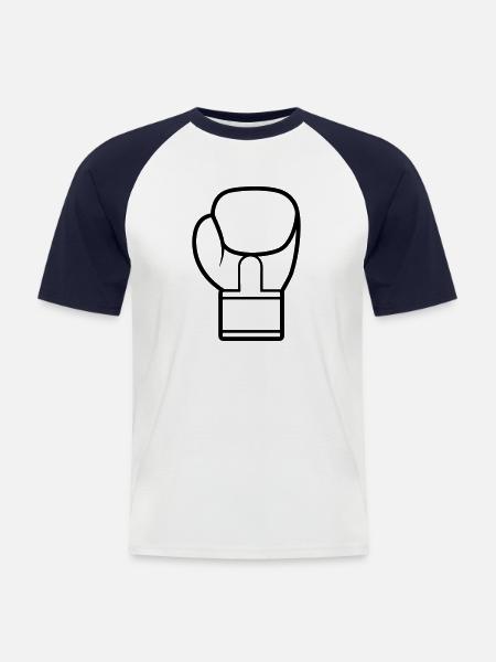 Boxhandschuh - Männer Baseball-T-Shirt - Weiß/Navy