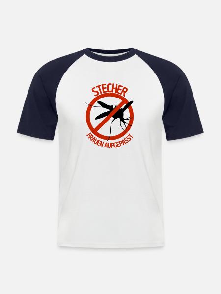Stecher Männergeschenk - Männer Baseball-T-Shirt - Weiß/Navy