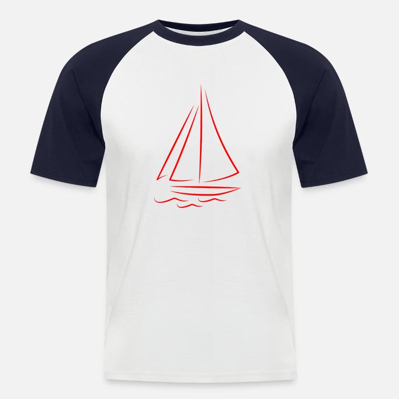 Segelboot Boot Illustration - Männer Baseball-T-Shirt - Weiß/Navy