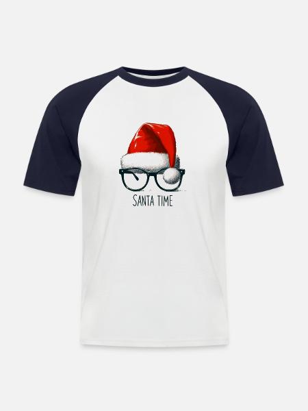 Santa Time - Trendige Weihnachten - Männer Baseball-T-Shirt - Weiß/Navy