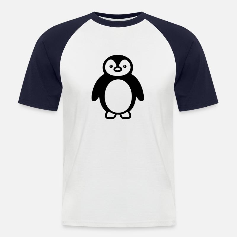 Pinguin - Männer Baseball-T-Shirt - Weiß/Navy