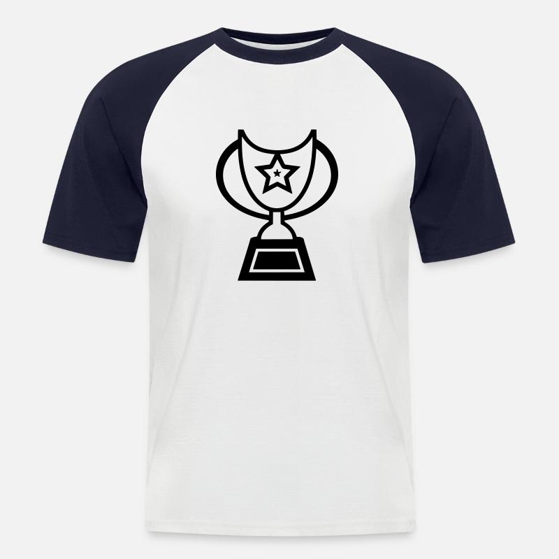 Trophäe - Männer Baseball-T-Shirt - Weiß/Navy
