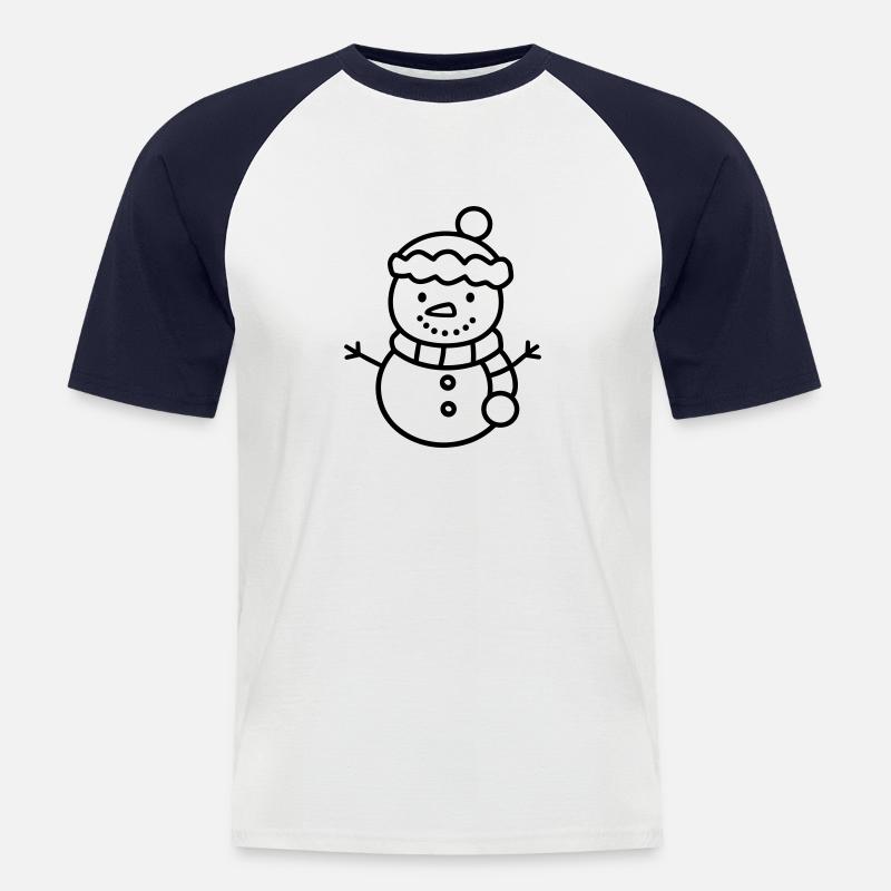 Schneemann - Männer Baseball-T-Shirt - Weiß/Navy