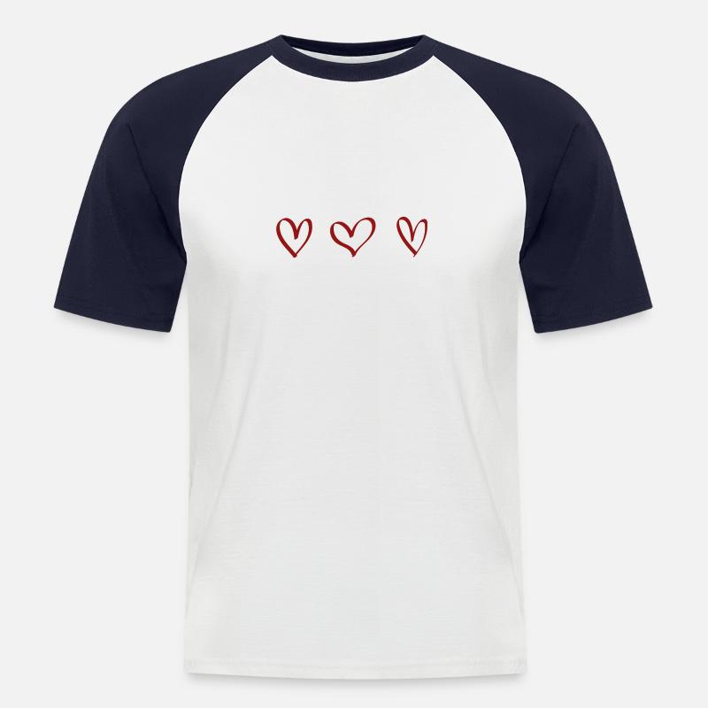 Herzen Geschenk Idee rot - Männer Baseball-T-Shirt - Weiß/Navy