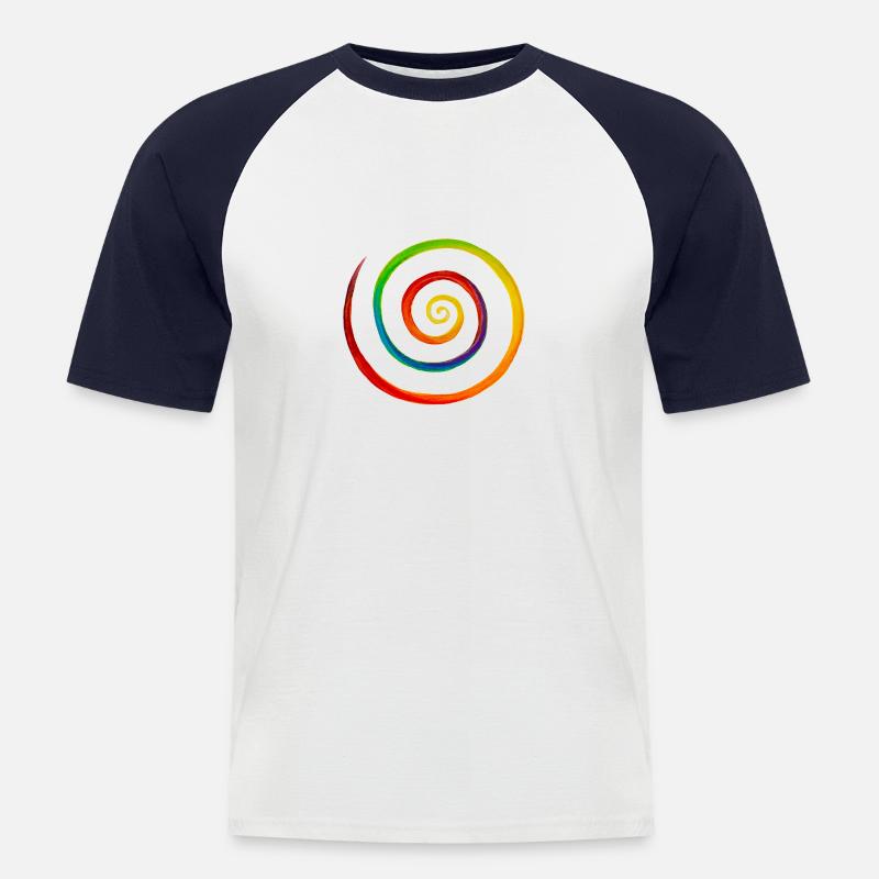 Regenbogen-Spirale - Männer Baseball-T-Shirt - Weiß/Navy