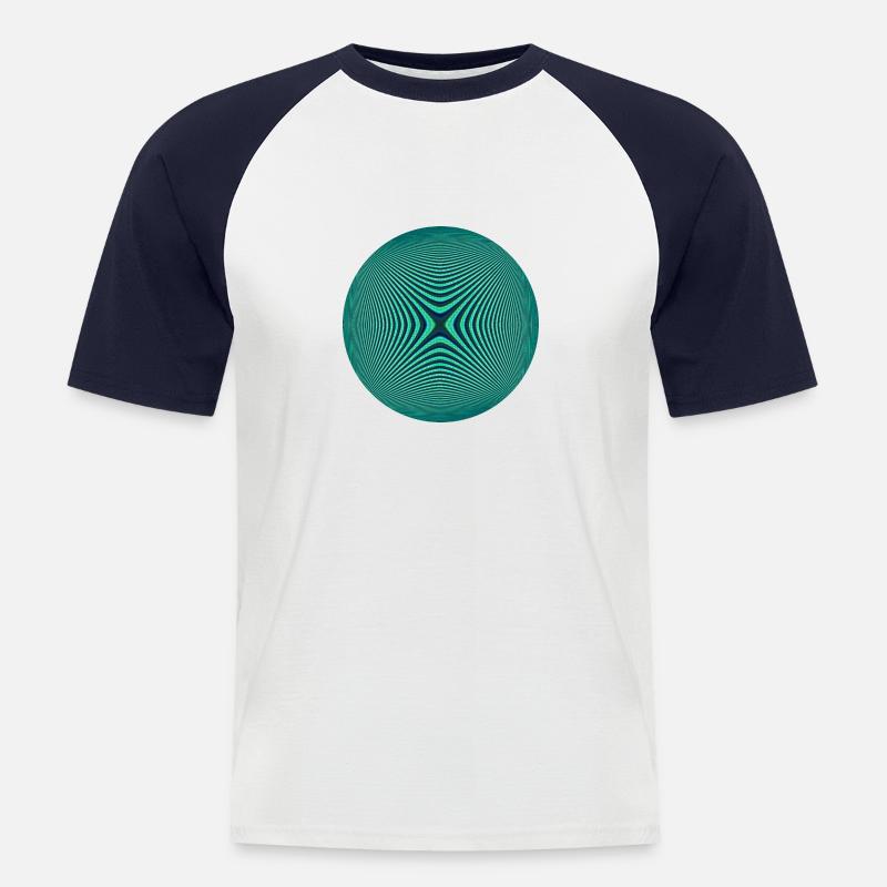 Kreis mit optischer Illusion - Männer Baseball-T-Shirt - Weiß/Navy