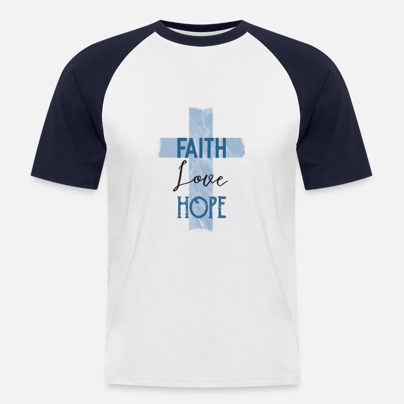 Glaube Liebe Hoffnung Konfirmation Geschenk - Männer Baseball-T-Shirt - Weiß/Navy