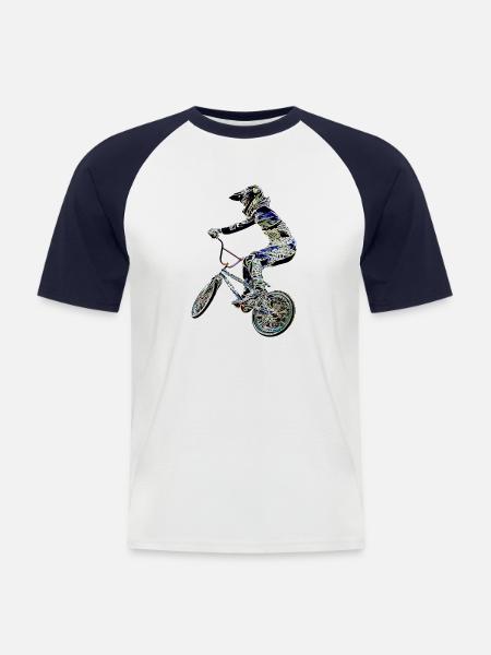 BMX - Männer Baseball-T-Shirt - Weiß/Navy