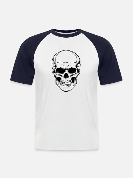 Schädel - Männer Baseball-T-Shirt - Weiß/Navy