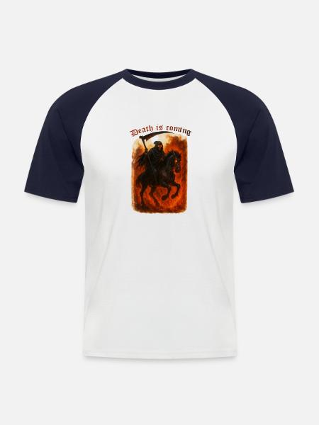 Death is comming - Männer Baseball-T-Shirt - Weiß/Navy