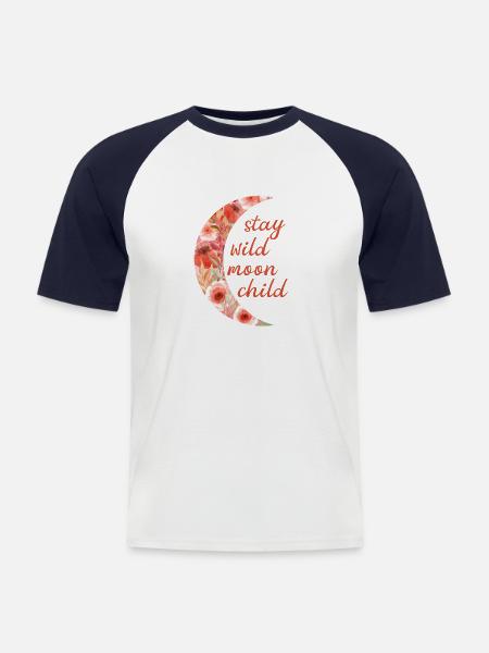 Bleib wildes Mondkind - Männer Baseball-T-Shirt - Weiß/Navy