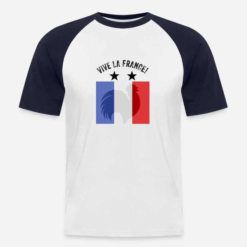 Frankreich - Männer Baseball-T-Shirt - Weiß/Navy