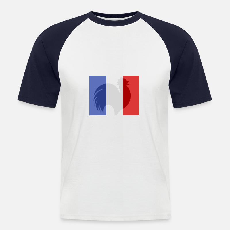 Frankreich - Männer Baseball-T-Shirt - Weiß/Navy