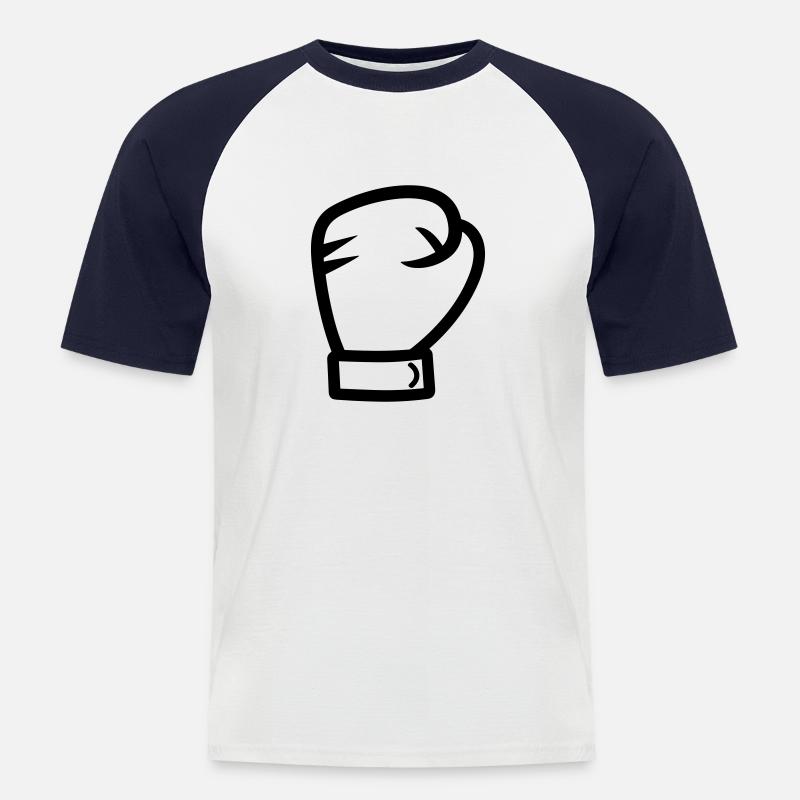 Boxhandschuh - Männer Baseball-T-Shirt - Weiß/Navy