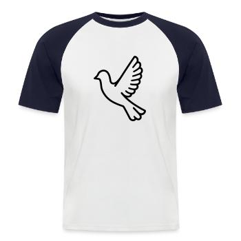 Taube - Männer Baseball-T-Shirt - Weiß/Navy - Vorne - Nik (191cm)