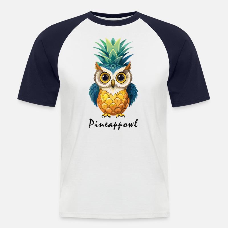 Pineappowl - Männer Baseball-T-Shirt - Weiß/Navy