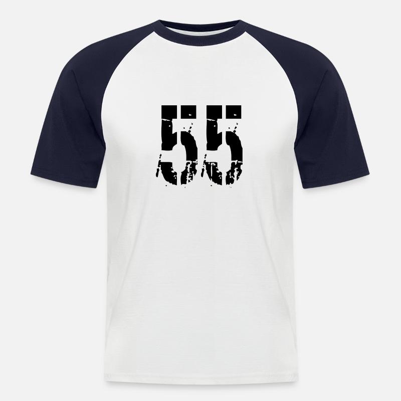 Nummer 55 - Männer Baseball-T-Shirt - Weiß/Navy