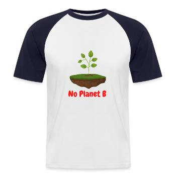 No Planet B - T-shirt baseball manches courtes Homme - blanc/marine - Devant - Nik (191cm)