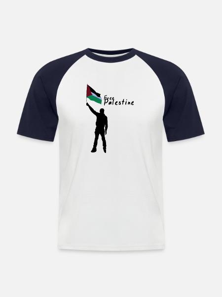 Libérer la Palestine - T-shirt baseball manches courtes Homme - blanc/marine