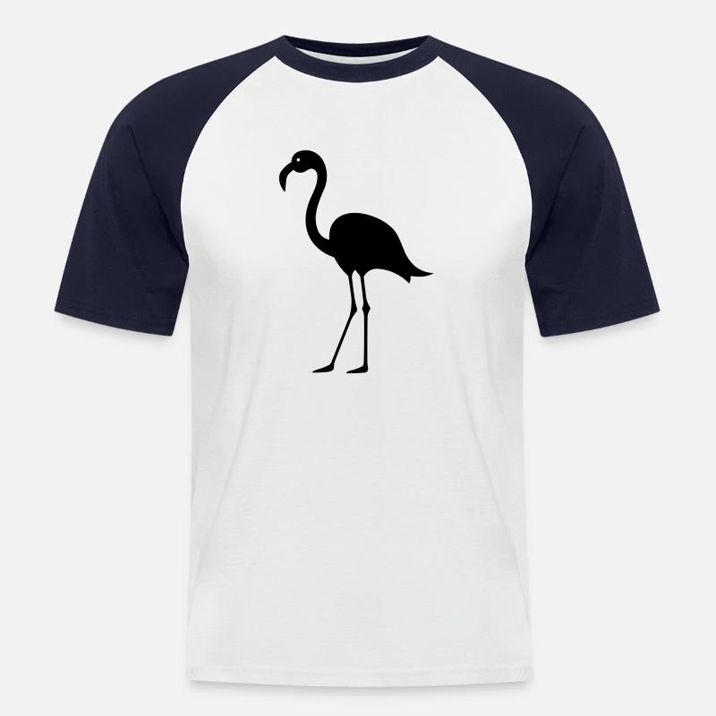 Flamingo - Männer Baseball-T-Shirt - Weiß/Navy