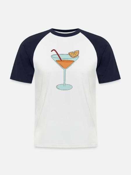 orange cocktail - Men's Baseball T-Shirt - white/navy