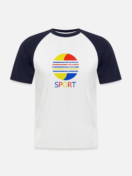 sport - T-shirt baseball manches courtes Homme - blanc/marine