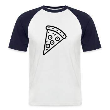 Pizza slice - Men's Baseball T-Shirt - white/navy - Front - Nik (191cm)