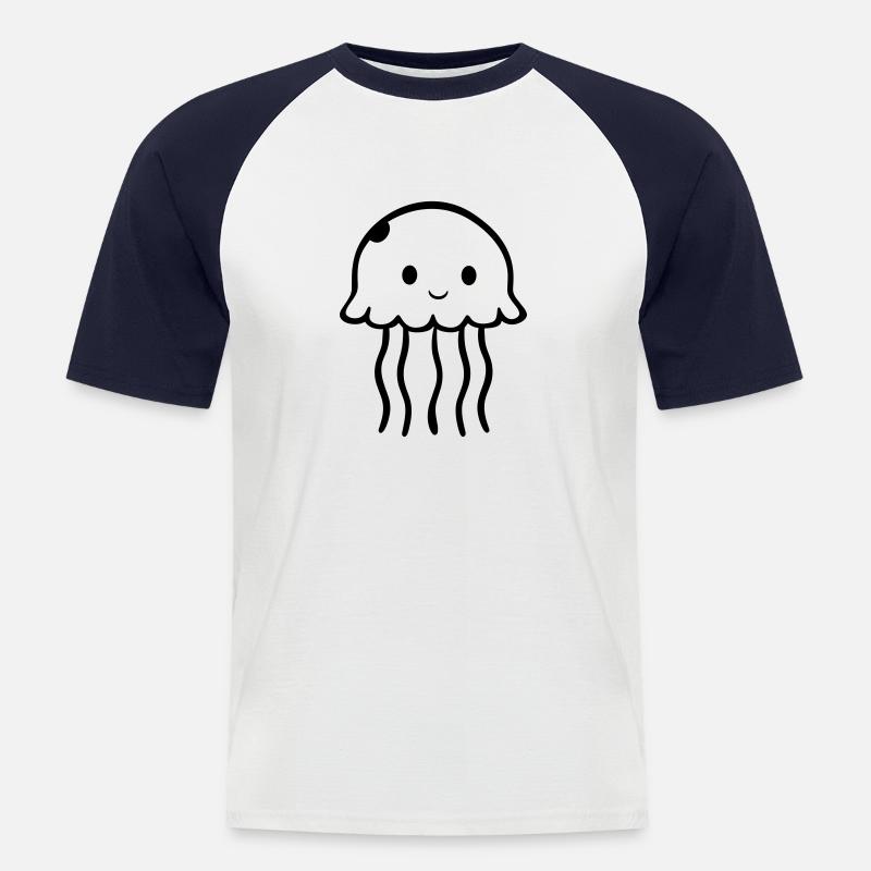 Qualle - Männer Baseball-T-Shirt - Weiß/Navy