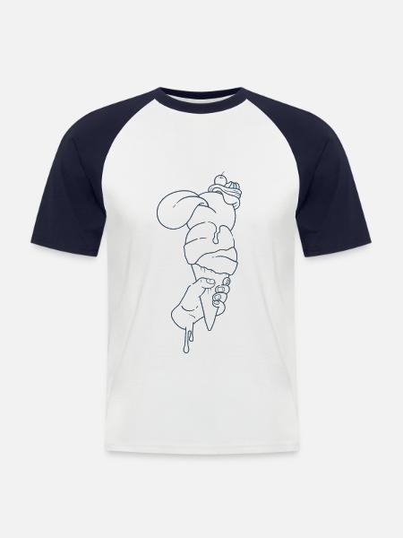 Glace affamée - T-shirt baseball manches courtes Homme - blanc/marine