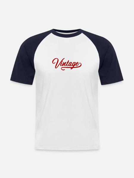 Weinlese - Männer Baseball-T-Shirt - Weiß/Navy