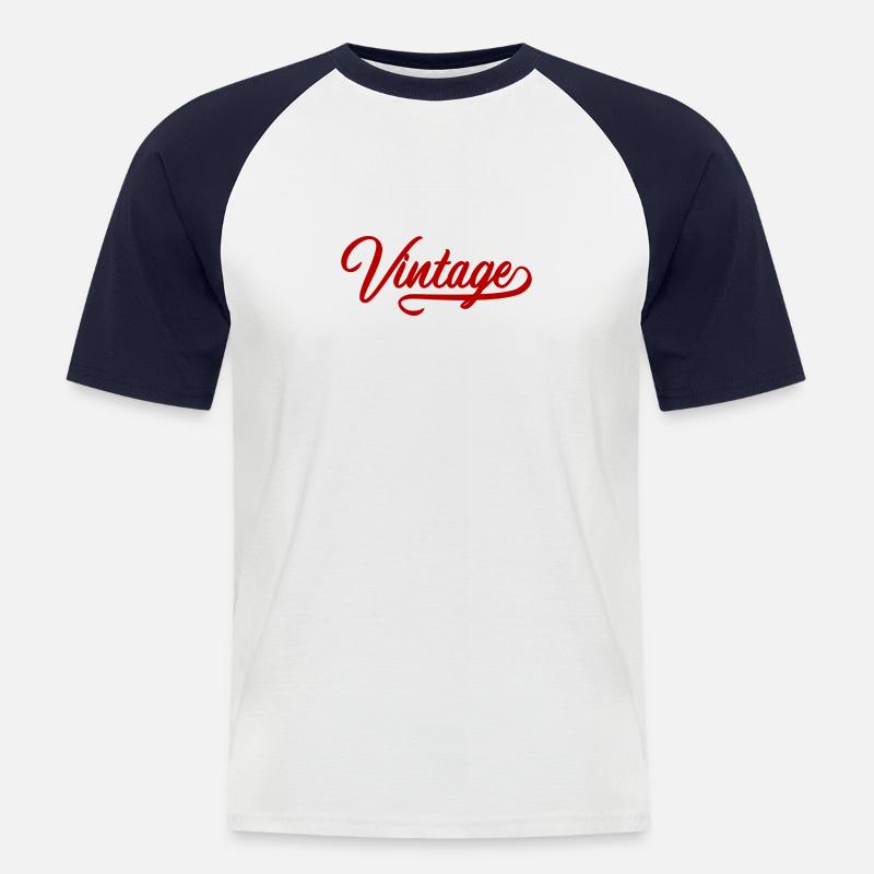 Weinlese - Männer Baseball-T-Shirt - Weiß/Navy
