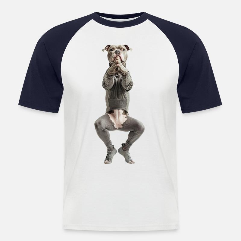 Amerikanischer Pitbull Terrier - Männer Baseball-T-Shirt - Weiß/Navy