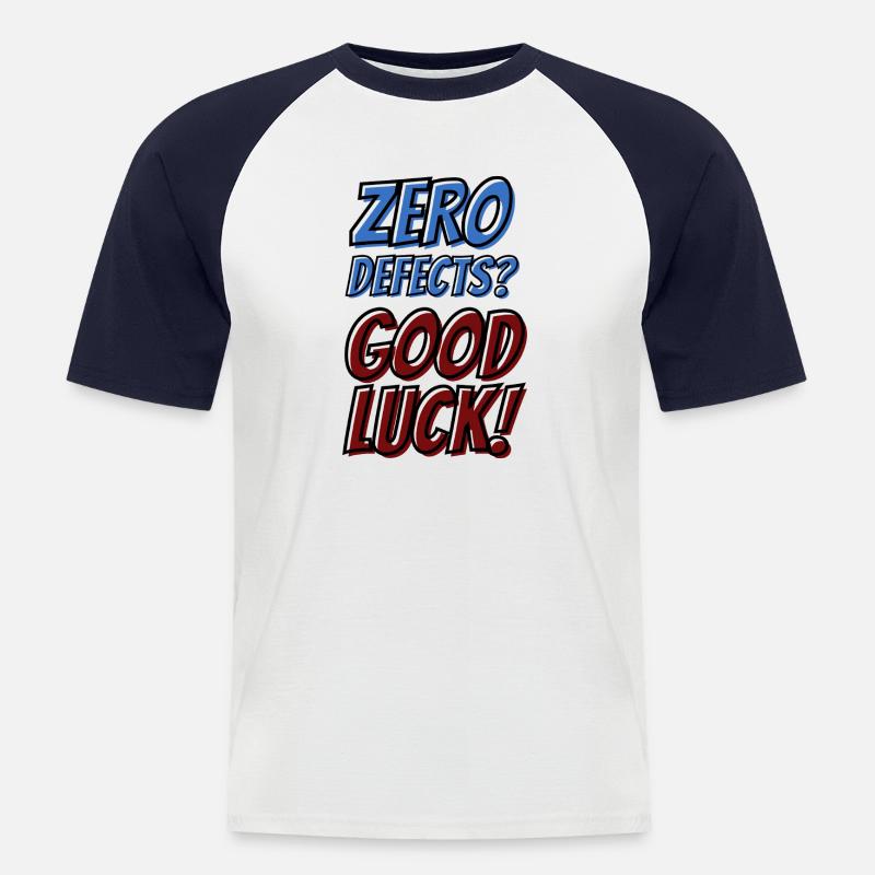 Zero Defects Good luck - Männer Baseball-T-Shirt - Weiß/Navy