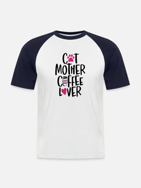 Katzenmutter Kaffeeliebhaber - Männer Baseball-T-Shirt - Weiß/Navy