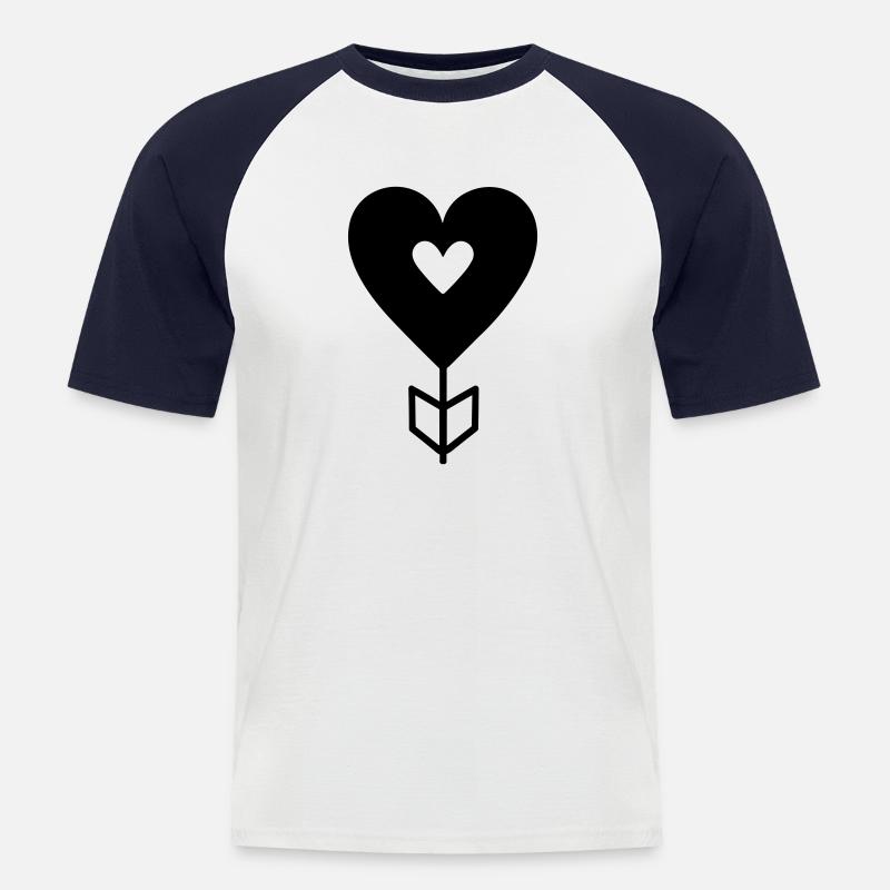 Herz-Pfeil - Männer Baseball-T-Shirt - Weiß/Navy