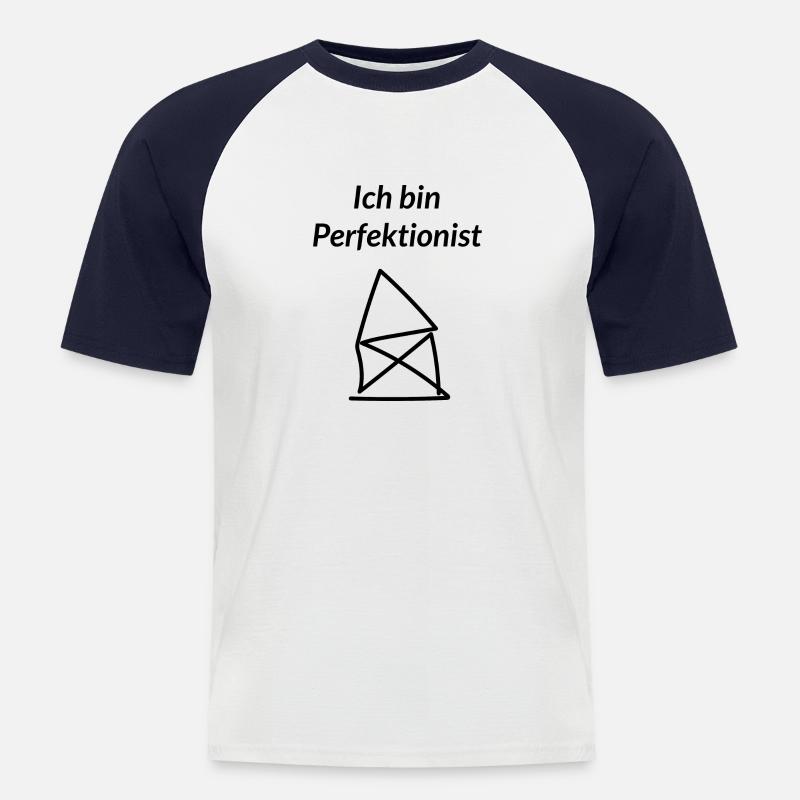 Ich bin Perfektionist - Männer Baseball-T-Shirt - Weiß/Navy