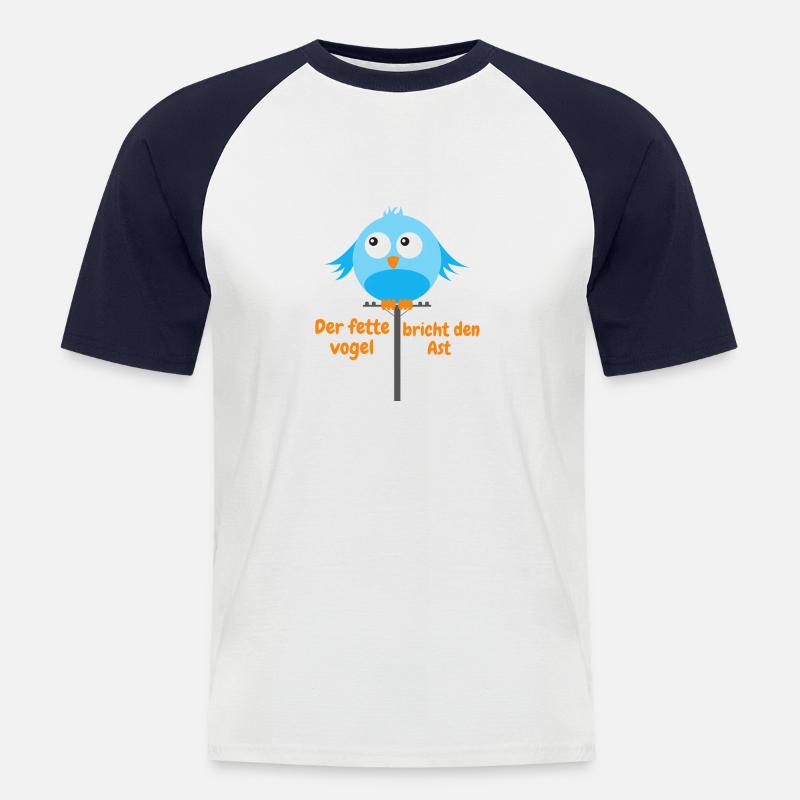 Dicker Vogel breiter Vogel Geschenkidee - Männer Baseball-T-Shirt - Weiß/Navy
