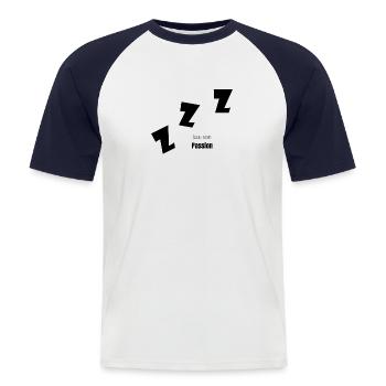 Schlafen - Männer Baseball-T-Shirt - Weiß/Navy - Vorne - Nik (191cm)