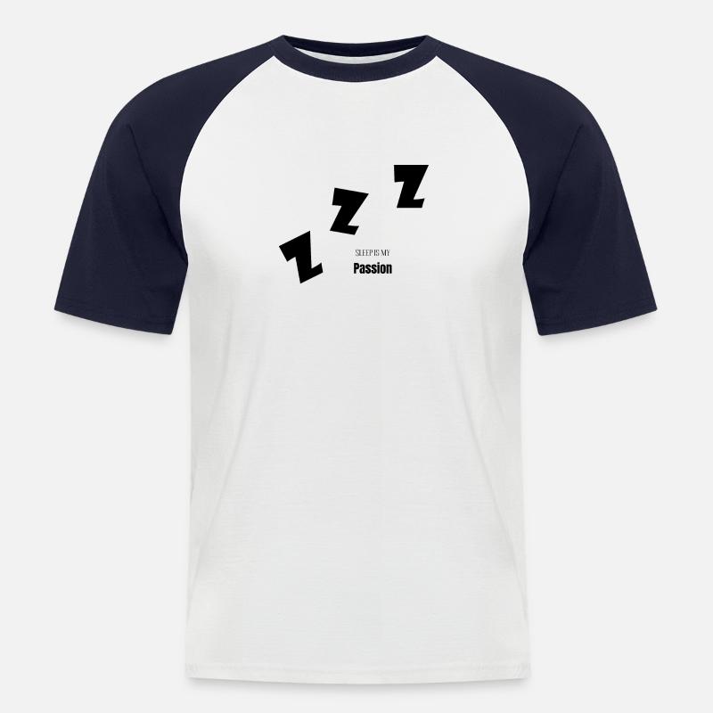 Schlafen - Männer Baseball-T-Shirt - Weiß/Navy