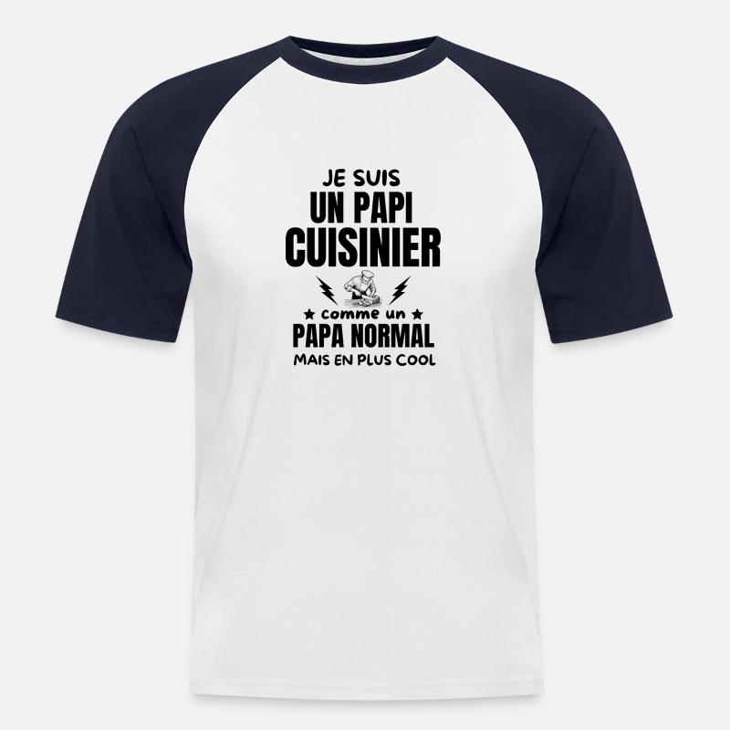 PAPI CUIISNIER - Männer Baseball-T-Shirt - Weiß/Navy