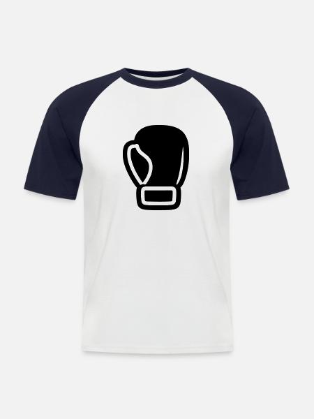 Boxhandschuh - Männer Baseball-T-Shirt - Weiß/Navy