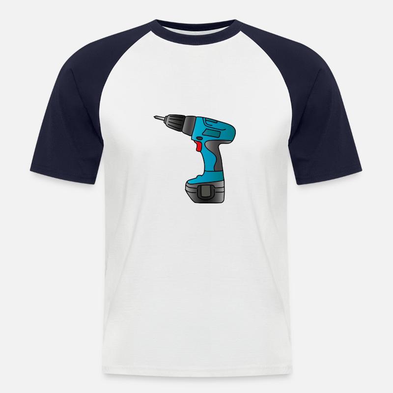Akkuschrauber / Bohrschrauber - Männer Baseball-T-Shirt - Weiß/Navy