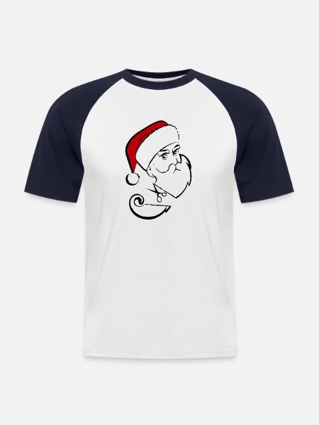 Santa Claus Beard Cutting - Men's Baseball T-Shirt - white/navy
