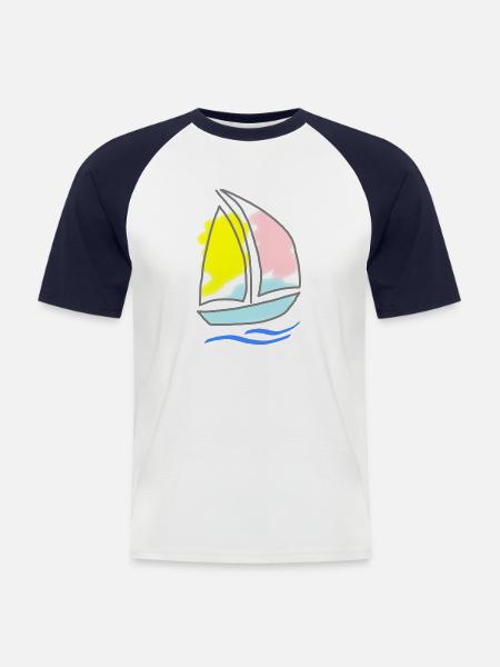 Sailboat 1 - Men's Baseball T-Shirt - white/navy