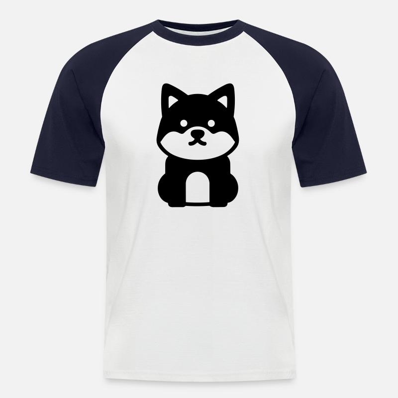 Hund - Männer Baseball-T-Shirt - Weiß/Navy