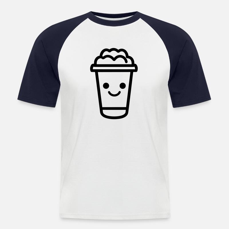 Kaffeebecher - Männer Baseball-T-Shirt - Weiß/Navy