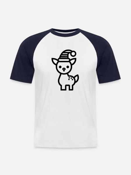 Weihnachtsrentiere - Männer Baseball-T-Shirt - Weiß/Navy